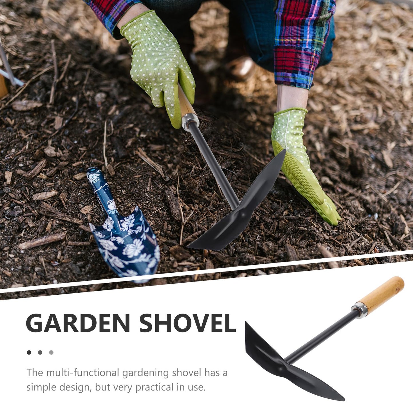 BEBEMOKO 2pcs Small Garden Shovel Hand Trowel for Gardening with Wooden Handle Portable Mini Shovel for Planting and Digging Soil in Garden and Flower Pots