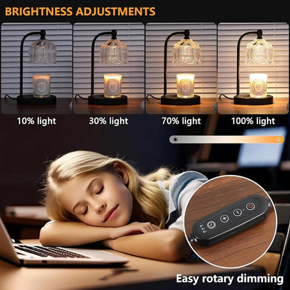MEIXISUE Black Candle Warmer Lamp with Timer and Dimmer,Flameless Wax Melt Warmer for Jar Candles with 2 Bulbs,House Warming Gifts,Mother's Day/Birthday Gifts for Mom/Wife,Home Decor