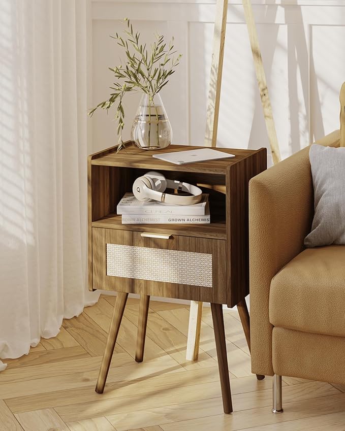 Veegle Nightstand, Modern Bedside Table