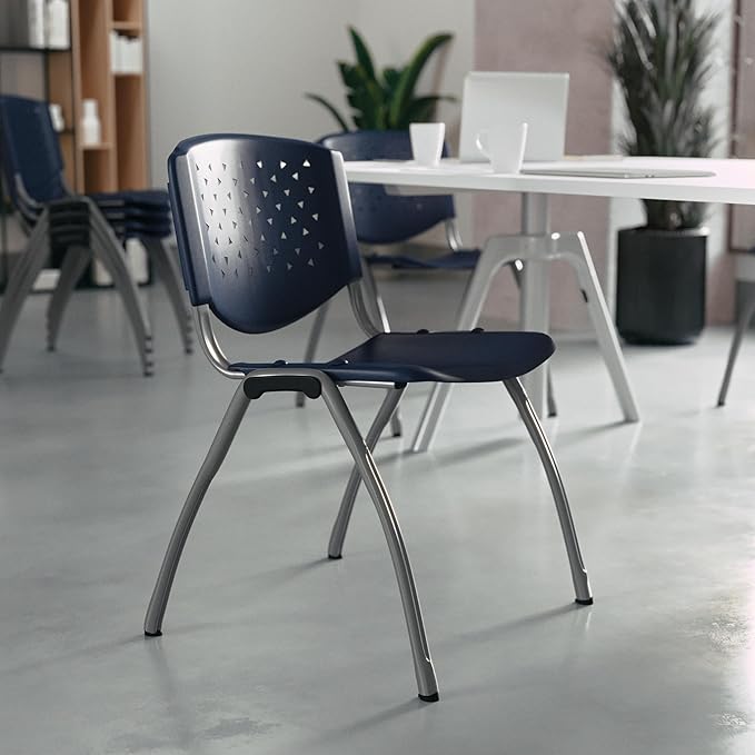 Flash Furniture HERCULES Series 880 lb. Capacity Navy Plastic Stack Chair