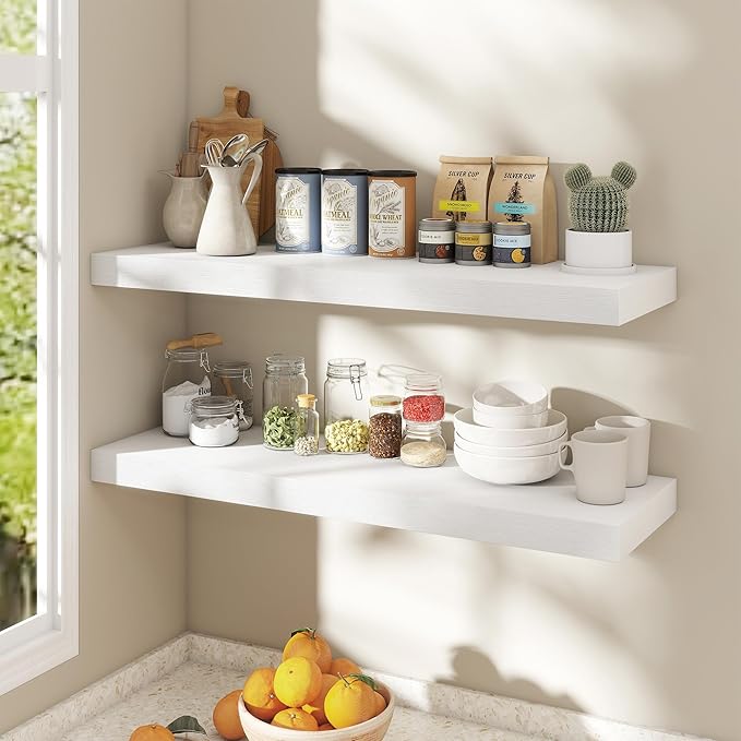 Dreamland White Floating Shelves 36 Inch Long, 8 Inch Deep Floating Shelves
