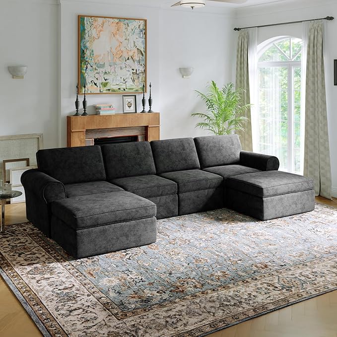 Novilla 138" Modular Sectional Sofa, Modular Sectional Couches