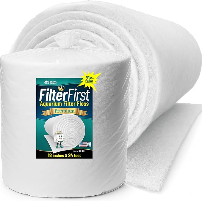 Aquatic Experts Aquarium Filter Floss for Fish Tank Filters - FilterFirst Aquarium Filter Pad - Media Roll for Crystal Clear Water, 3/4" - 1" Thick (18 Inch Wide, 24 Feet Long)