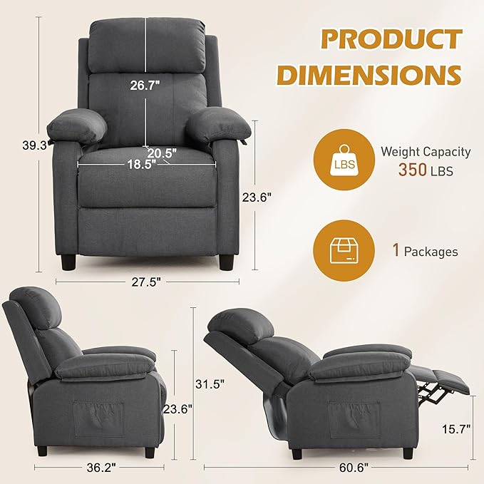 Korser Recliner Chair, Living Room Chairs