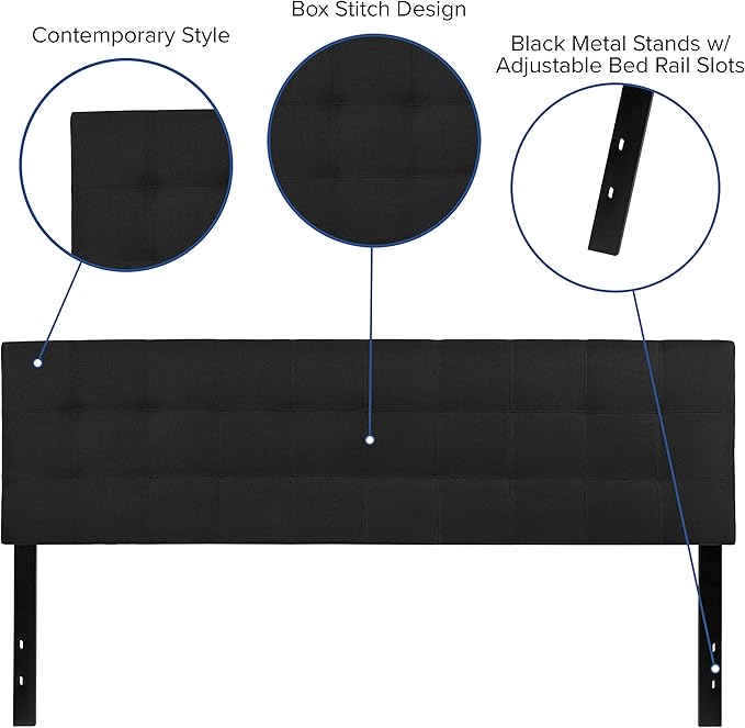 Flash Furniture Bedford Tufted Upholstered King Size Headboard in Black Fabric