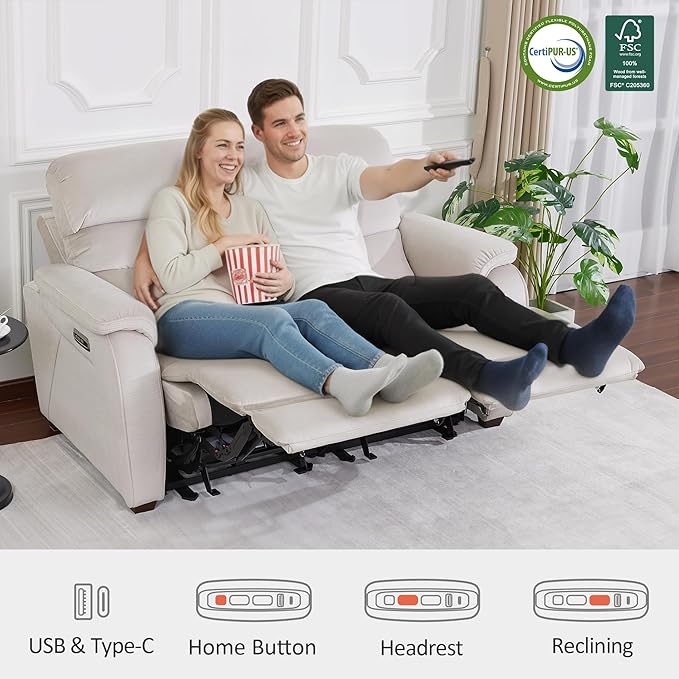 MCombo 61.6'' Wall Hugger Power Loveseat Recliner, Reclining Loveseat