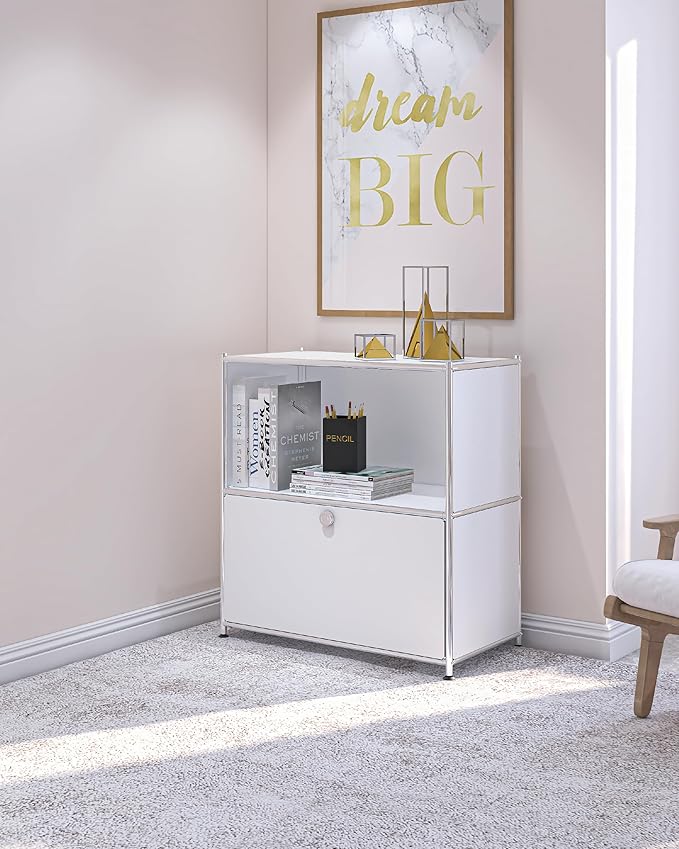 32.5-Inch Flip-Top Side Table & Buffet Cabinet