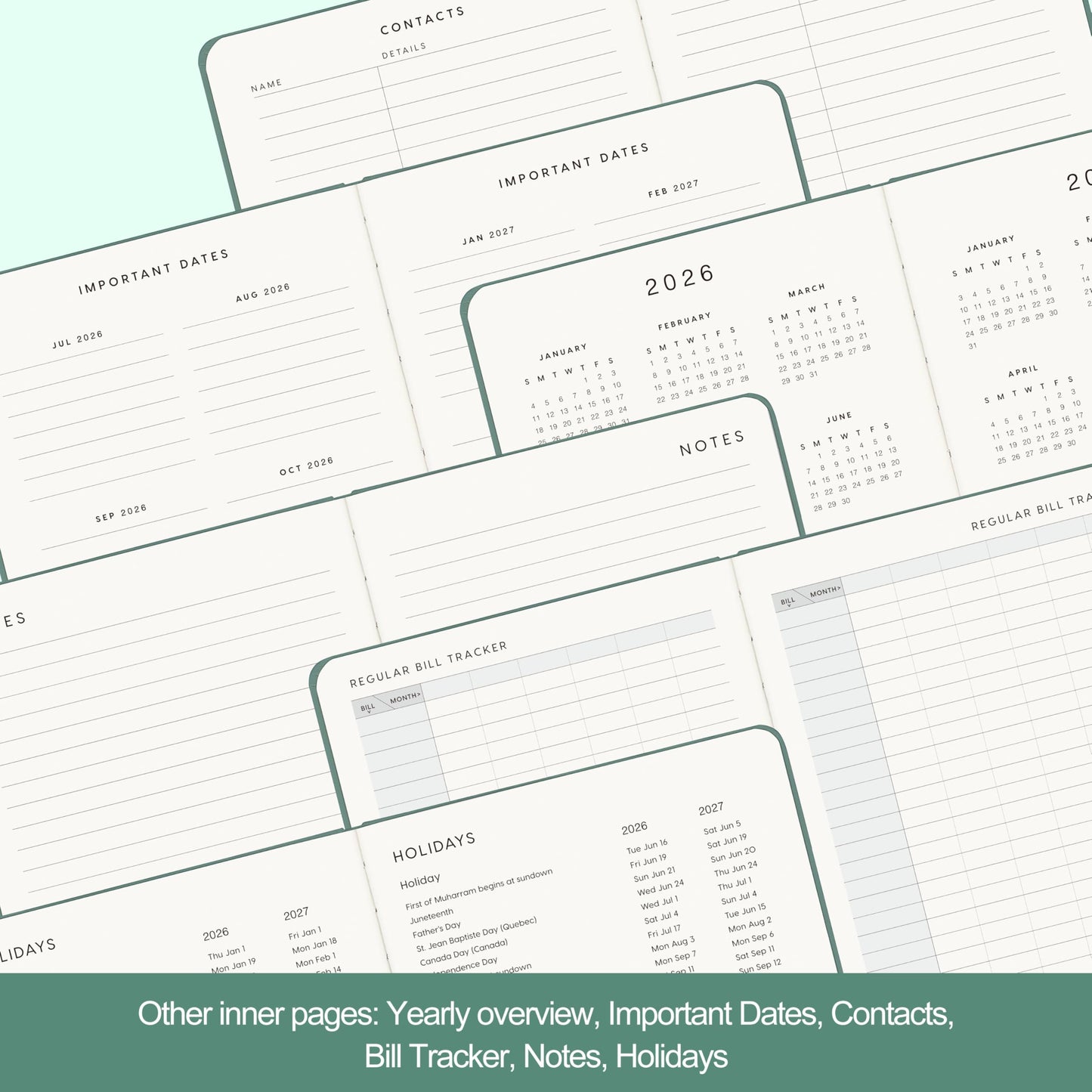 And Per Se Academic Planner 2026-2027 – Weekly & Monthly Planner, July 2026 to June 2027, A5 Leather Hardcover with Inner Pocket – Student & Teacher Organizer, 5.7" x 8"(Green)