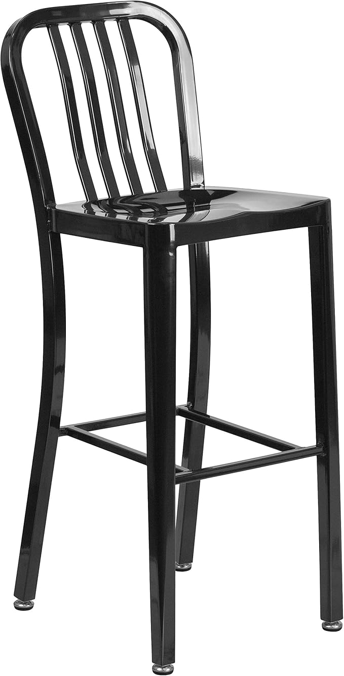 Flash Furniture Commercial Grade 30" High Black Metal Indoor-Outdoor Barstool