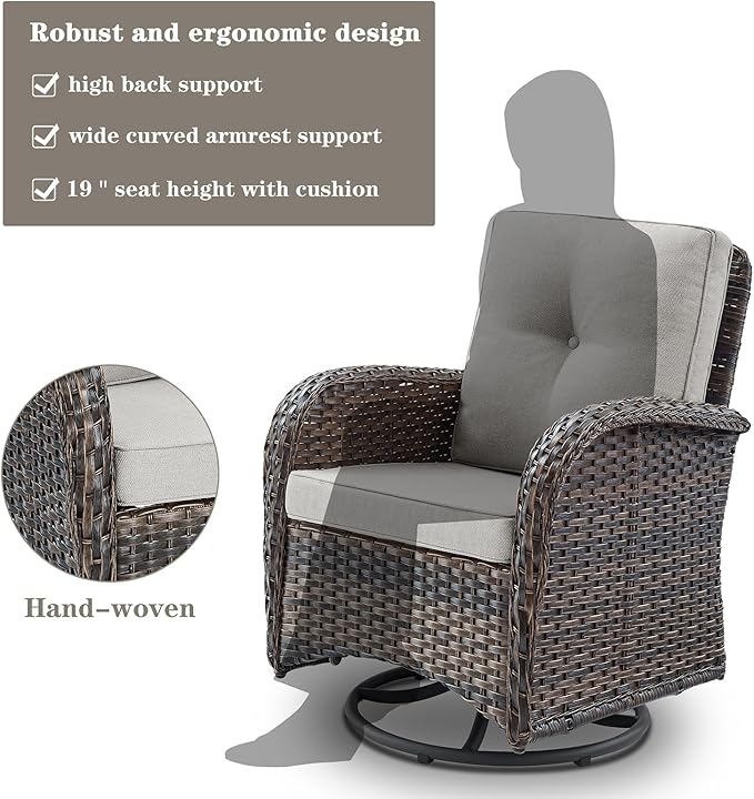 Belord Patio Wicker Chairs Swivel Rocker