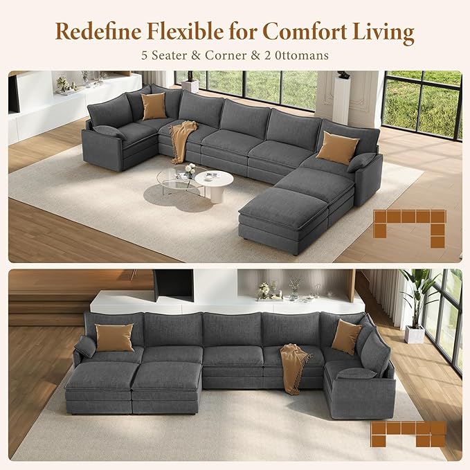 Vesgantti Large Modular Sectional Sofa, Big Comfy Cloud Couch