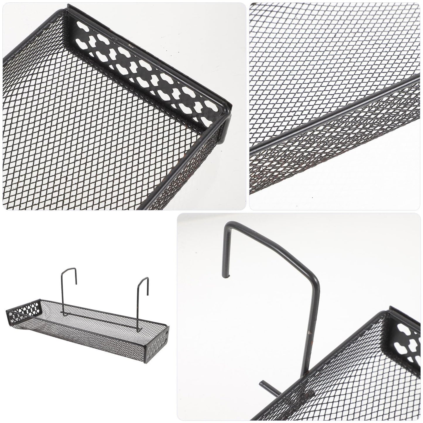 RUNROTOO Black Metal Hanging Plant Stand Hooks Indoor Flower Rack Balcony Garden Patio Railing Shelf