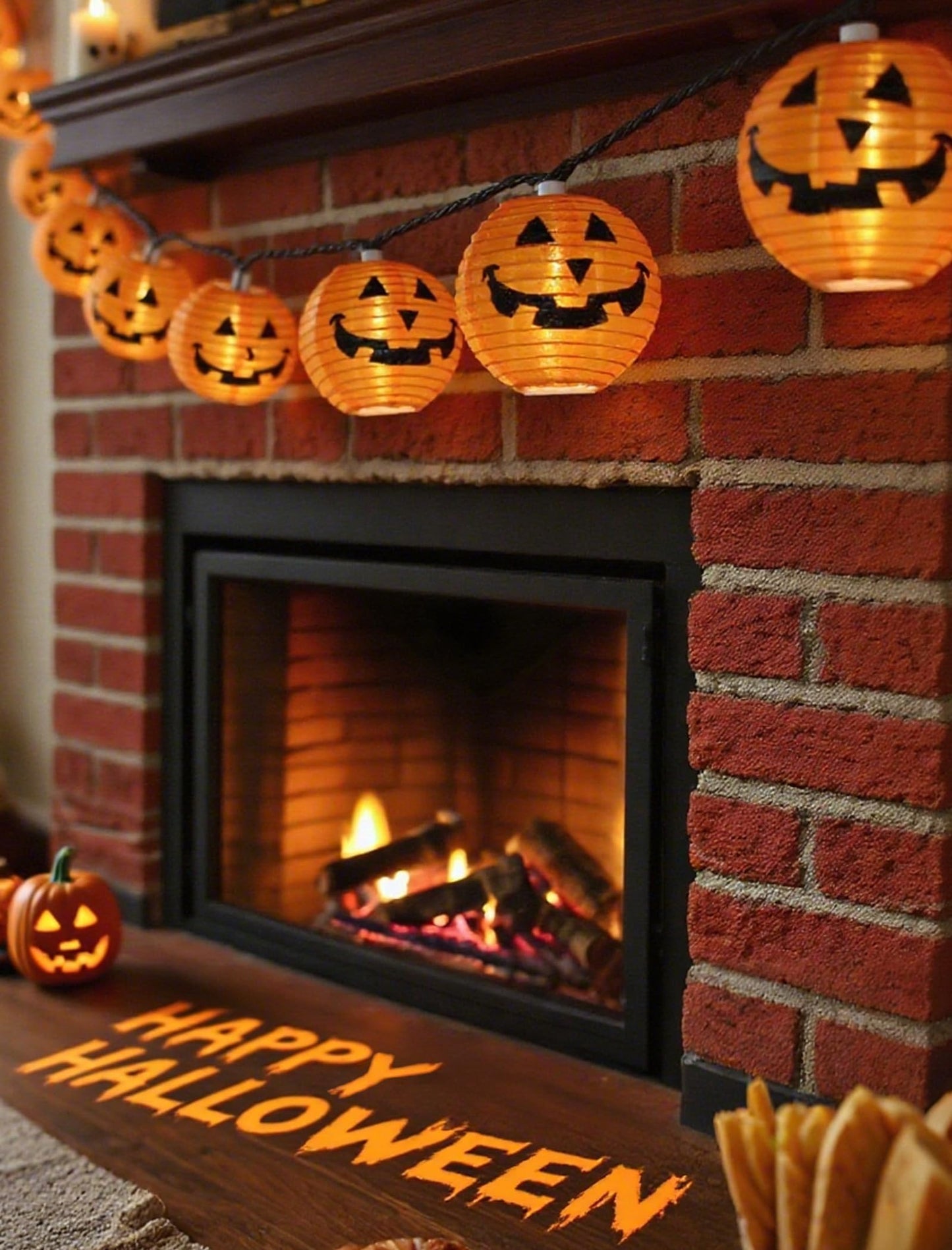 Adirxon Charming Halloween Christmas Pumpkin Lantern Lights, 12ft 20 LED UL Certified String Lights, Unique Fabric Jack o' Lanterns for a Whimsical Indoor & Outdoor Party Glow