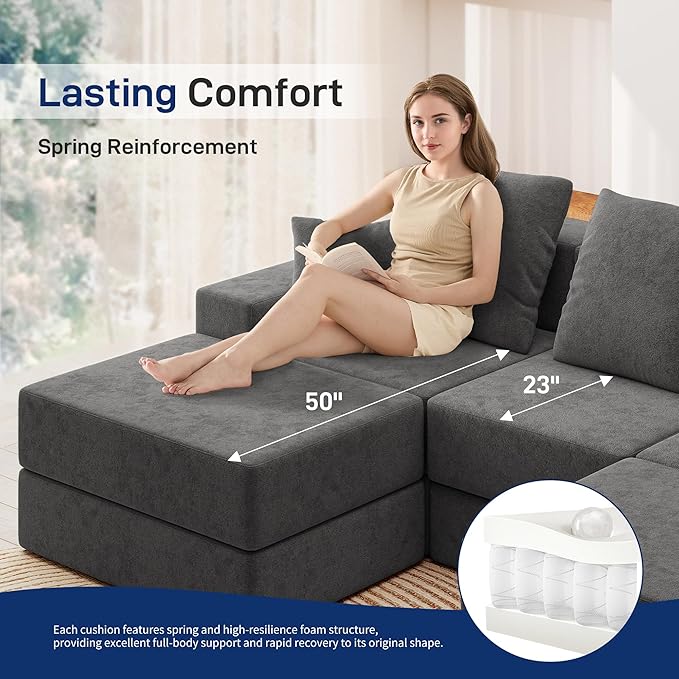 Living&Giving 101" U-Shaped Cloud Sectional Couch