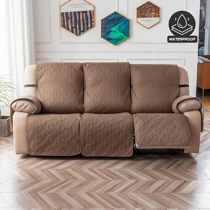 Genina Waterproof Couch Cover for Reclining Couch 3 Seater Non-Slip, Washable