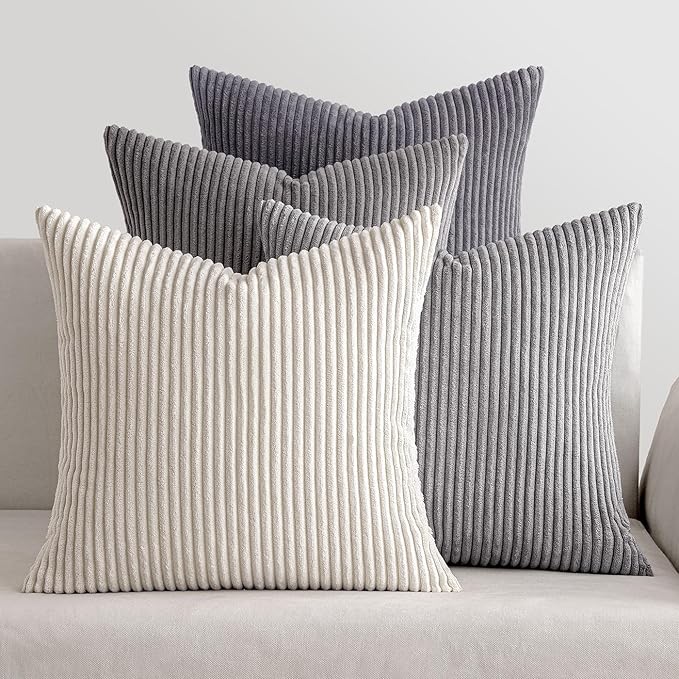 MIULEE Pack of 4 Neutral Grey Gradient Decorative Throw Pillow Covers 18x18