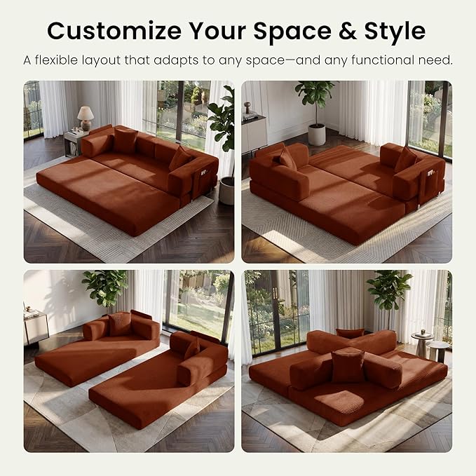 78.8" Convertible Futon Sofa Bed, Corduroy Futon Couch