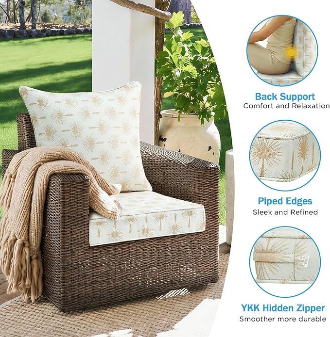 Outdoor Deep Seat & Back Cushion Set, 24 x 24 Inch Water Repellent and Fade