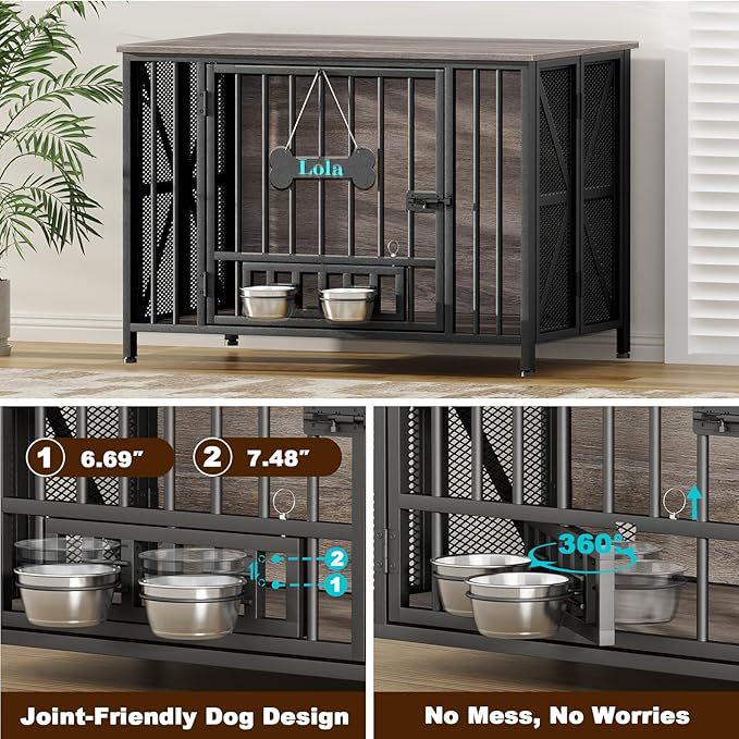 EasyCom Foldable Dog Crate Furniture, 41.3" Dog Crates