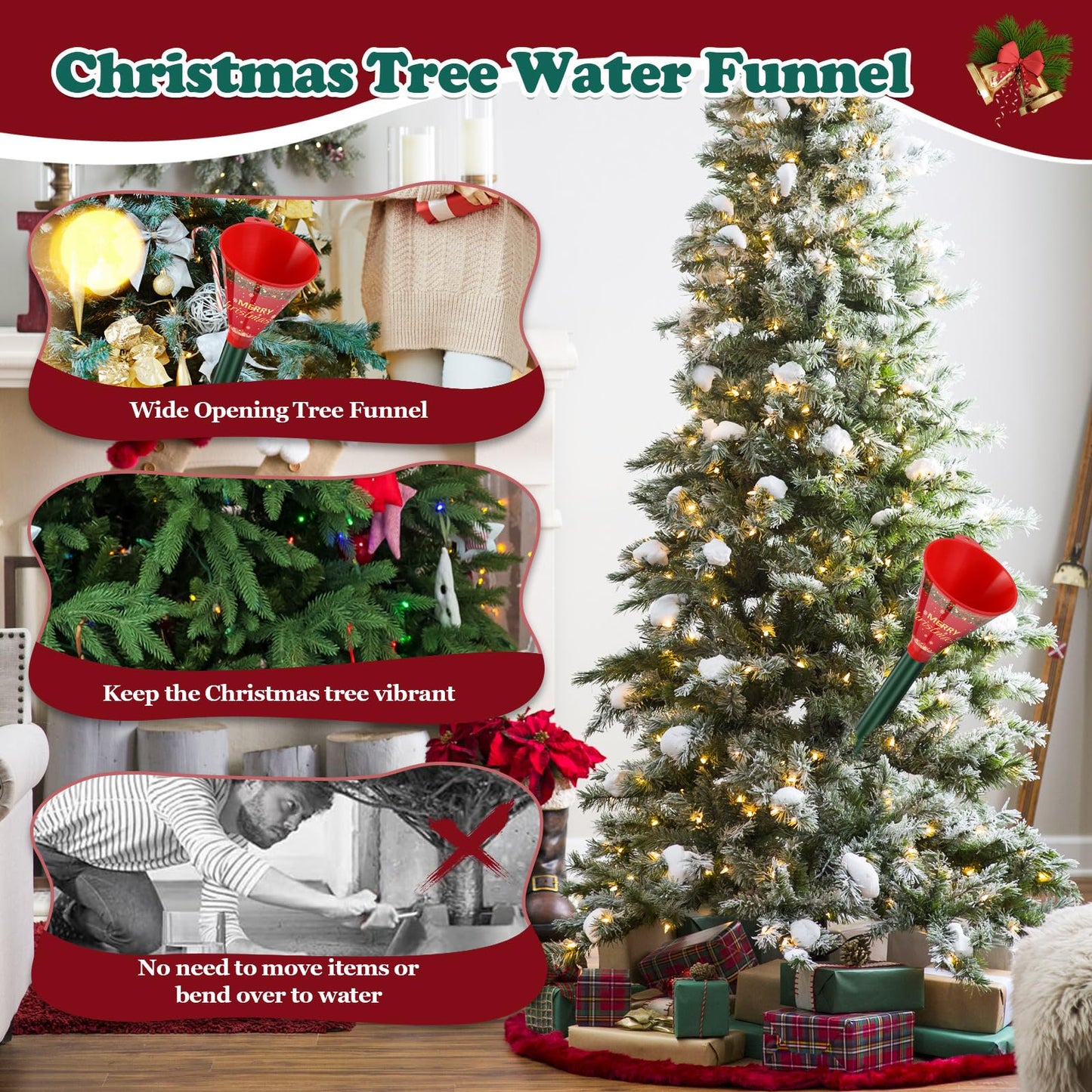 Christmas Tree Watering Funnel, Real Christmas Tree Water Long Funnel About 40 Inch, Trees Watering System for Water Indoor Outdoor