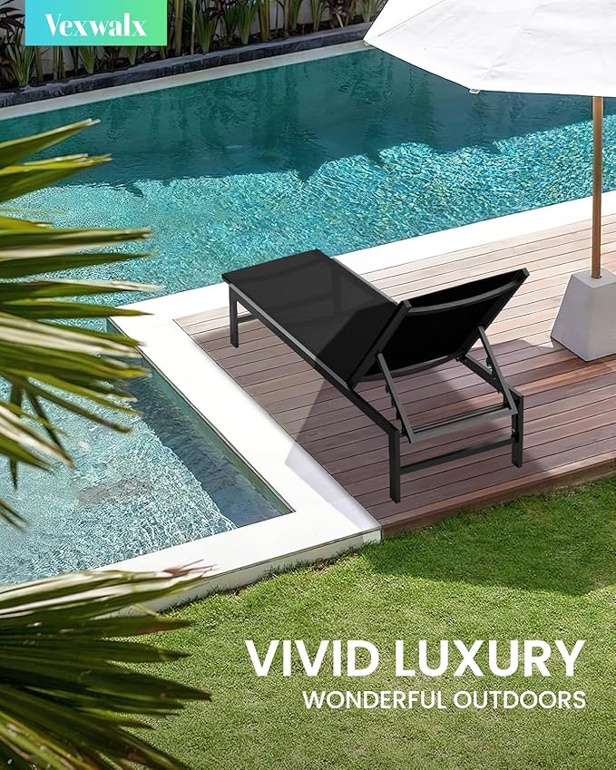Vexwalx Outdoor Lounge Chair for Pool, Aluminum Chaise Lounge Chairs
