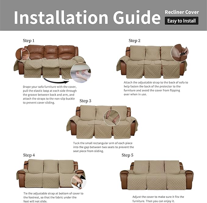Easy-Going Oversized Recliner Sofa Cover, Reversible Couch Cover