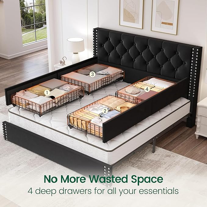 LARMACE Queen Size Platform Bed Frame