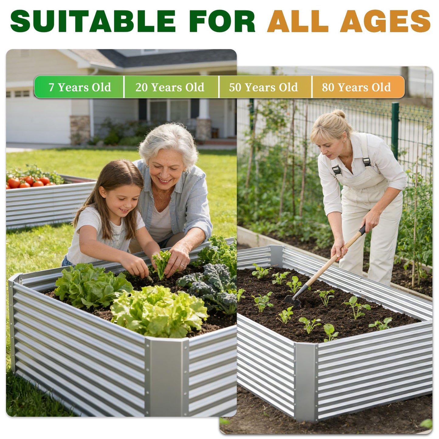 Annzoe 3 Pcs 8 x 4 FT Galvanized Steel Raised Garden Bed – Outdoor Planter Box for Root Vegetables, Herbs & Flowers, Large Metal Garden Beds for Backyards, Terraces and Balconies