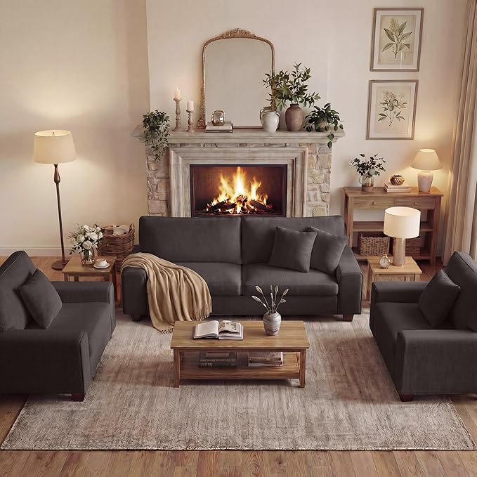 DOPEDIO Modern Living Room Sofa Set, 71.25" Chenille Loveseat
