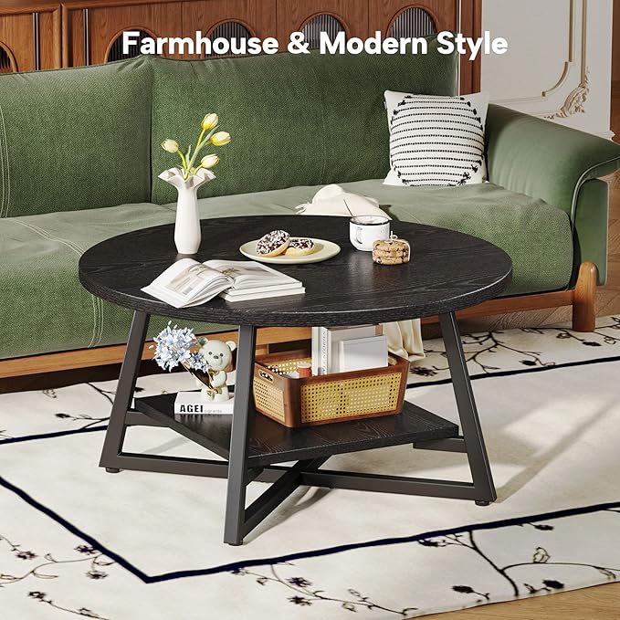 Coffee Table for Living Room, Round Coffee Table, Small Circle Coffee Table