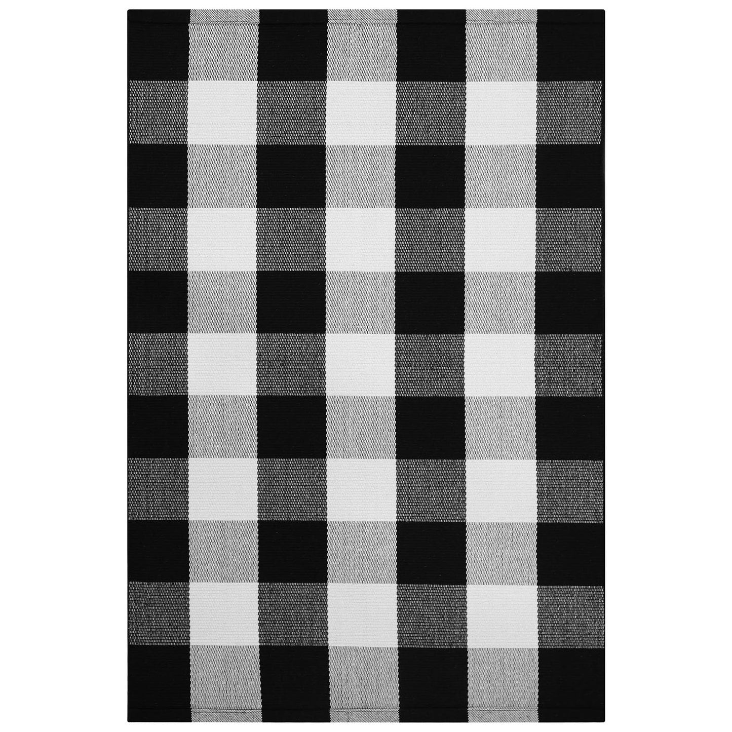 KOZYFLY Buffalo Plaid Area Rugs 27.5x43 Inches Black and White Checkered Rug Washable Front Door Mat Hand Woven Cotton Outdoor Rug Small Rug for Front Porch Kitchen Entryway Patio Bathroom