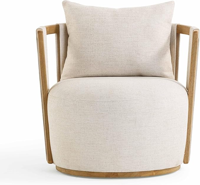 First of a Kind Swivel Chair in Cream Linen