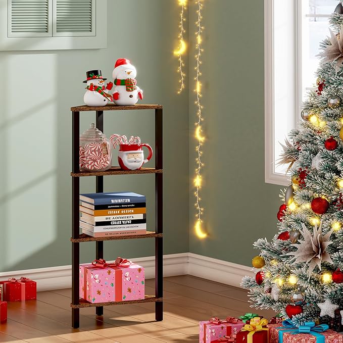 TUTOTAK Corner Shelf, 4-Tier Corner Bookshelf