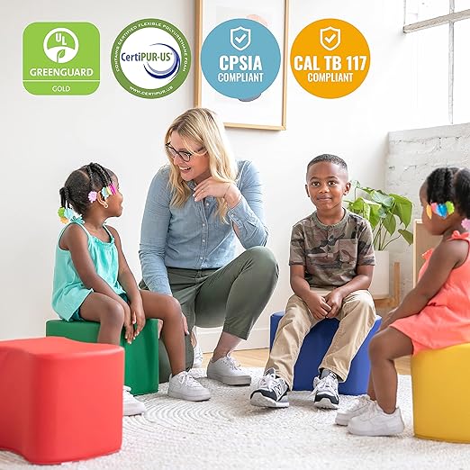 ECR4Kids SoftZone Toddler Modular Stool Set, Flexible Seating