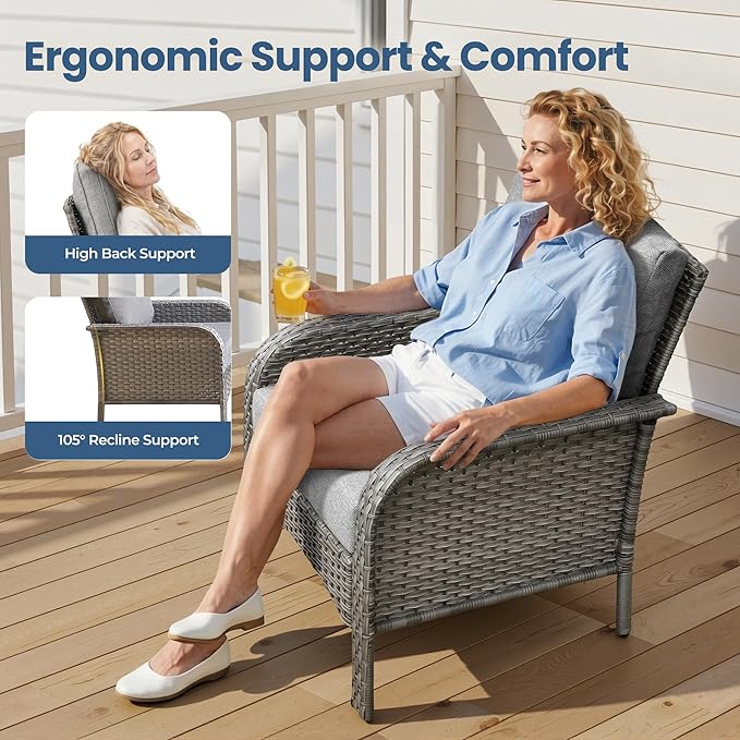 Wicker Patio Furniture Set High Back Loveseat Sofa Couch Armchair Coffee Table