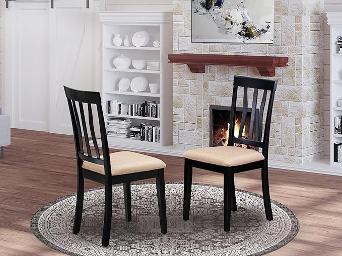 East West Furniture ANC-BLK-C Antique Dining Chairs