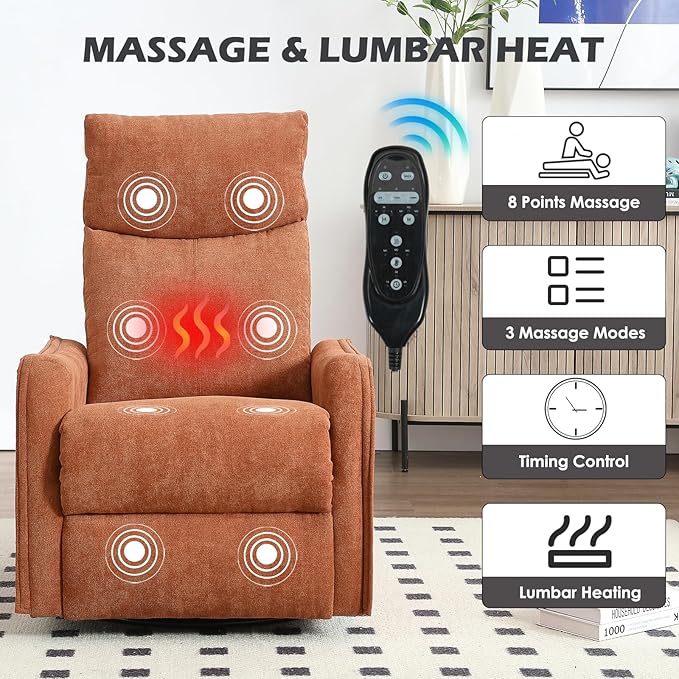 Trustyue Swivel Rocker Recliner Chair, 360° Swivel Recliner