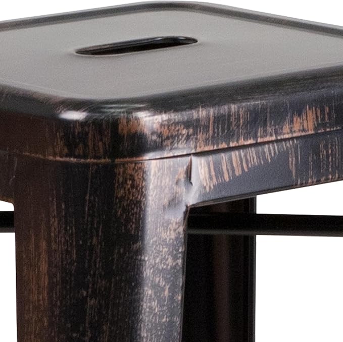 Flash Furniture Lily 4 Pack Commercial Grade 30" High Backless Black-Antique