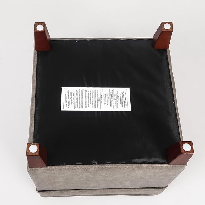 Adeco 17.5" Square Storage Ottoman, Faux Leather Flip Top Footstool & Coffee