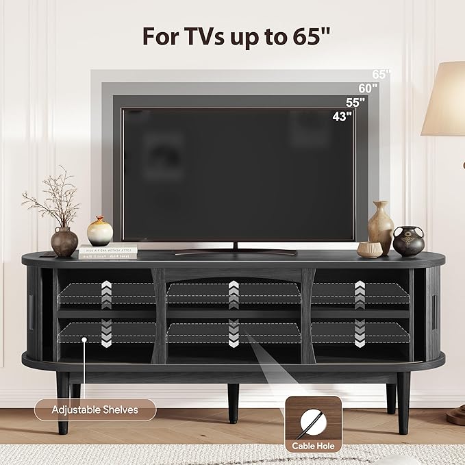 Decofy Mid Century TV Stand for TVs up to 65 Inches, Entertainment Center
