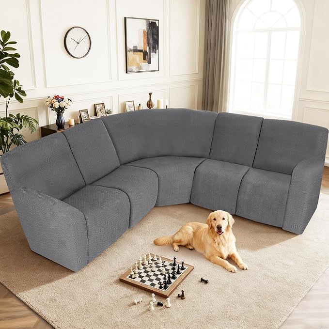 ALIECOM 100% Waterproof Recliner Sectional Couch Covers L Shape Stretch Corner