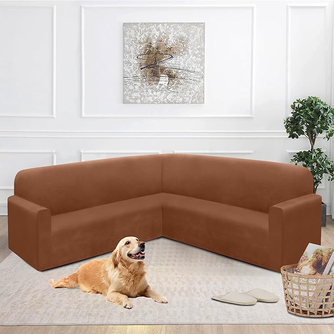 HDCAXKJ Corner Sectional Couch Covers Velvet Stretch L Shape Sofa Cover Soft