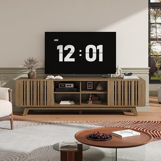 ONBRILL 70-Inch TV Stand for TVs up to 80 Inch, Mid-Century Modern Television