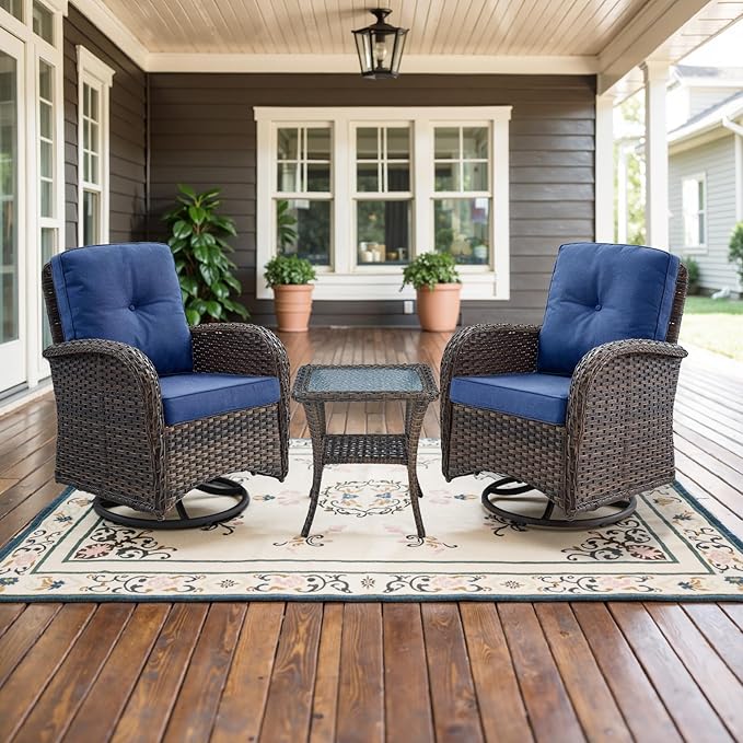 Belord Patio Wicker Chairs Swivel Rocker