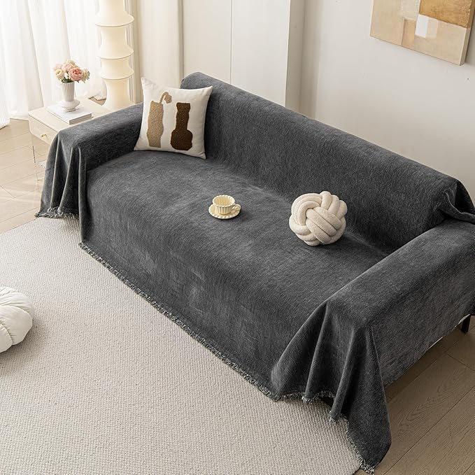 DREAMINGO Modern Chenille Couch Cover Blanket Washable Sofa Covers