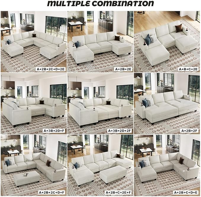 Belffin Fabric Modular Sectional Couch Armrests