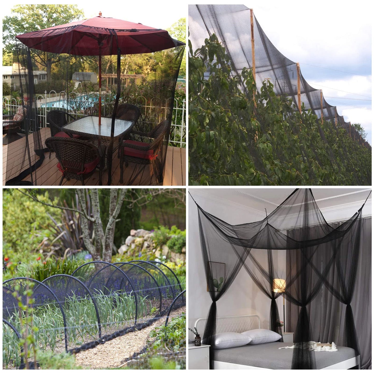 39 x 10 Ft Mosquito Netting for Garden Patio, Breathable Mesh Net for Bird and Insect Protection, Plant Cover for Vegetables, Fruits and Flowers, 3x12m Black