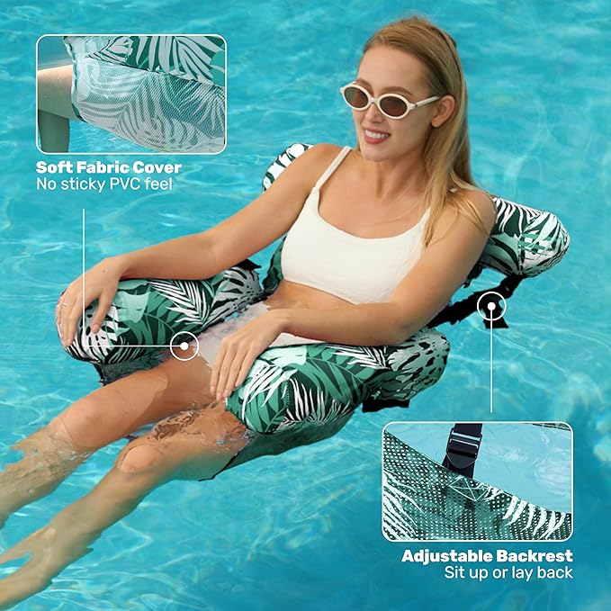 SLOOSH Inflatable Pool Floats Adult, 2 Packs Floating Lounge Chairs, Blow up