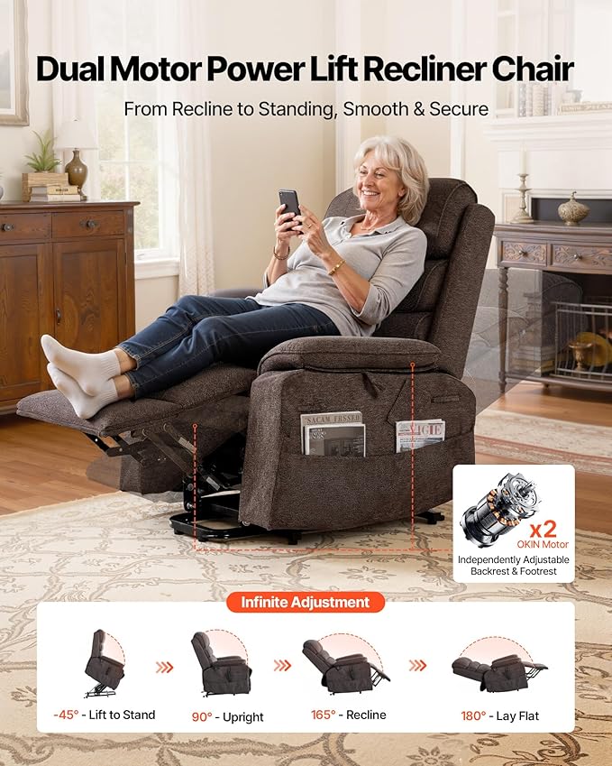 VEVOR Power Lift Recliner Chair, Dual Motor Lift Chair