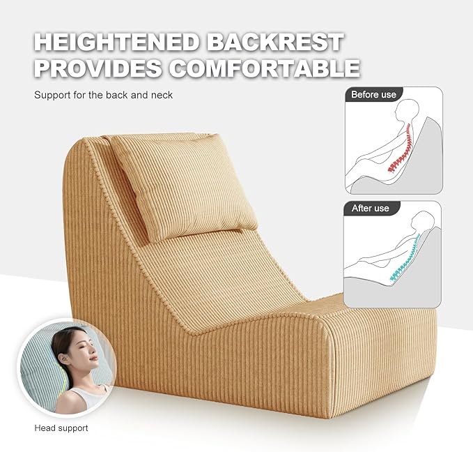 Giant Bean Bag Chair for Adults, Corduroy Chaise Lounge